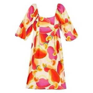 FARM Rio Cashew Juice Linen blend Midi Dress Large